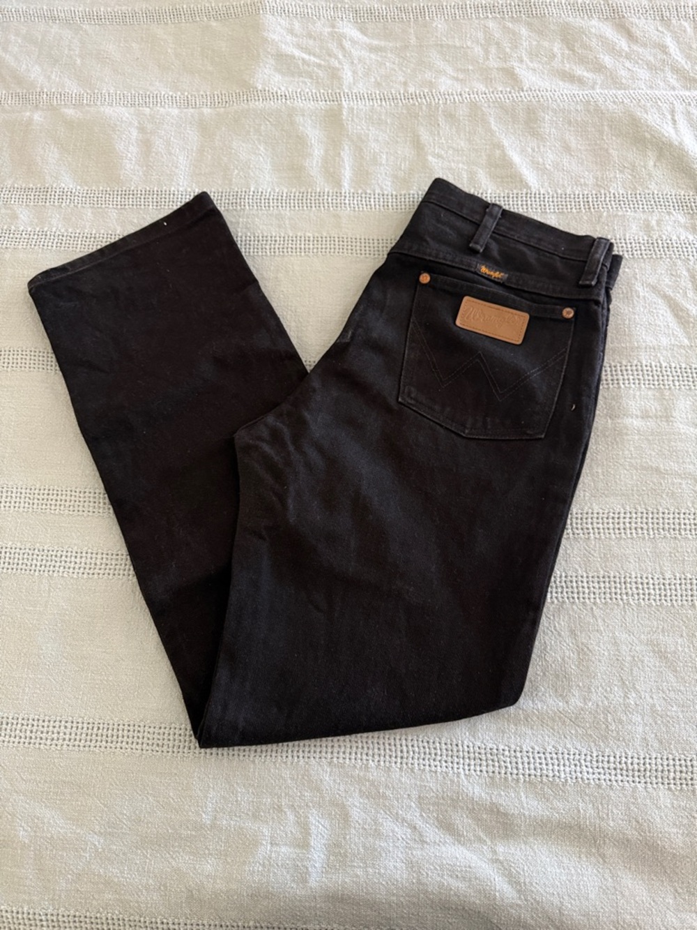 Wrangler Men's Slim Straight Jeans - Black with Brown Patch
